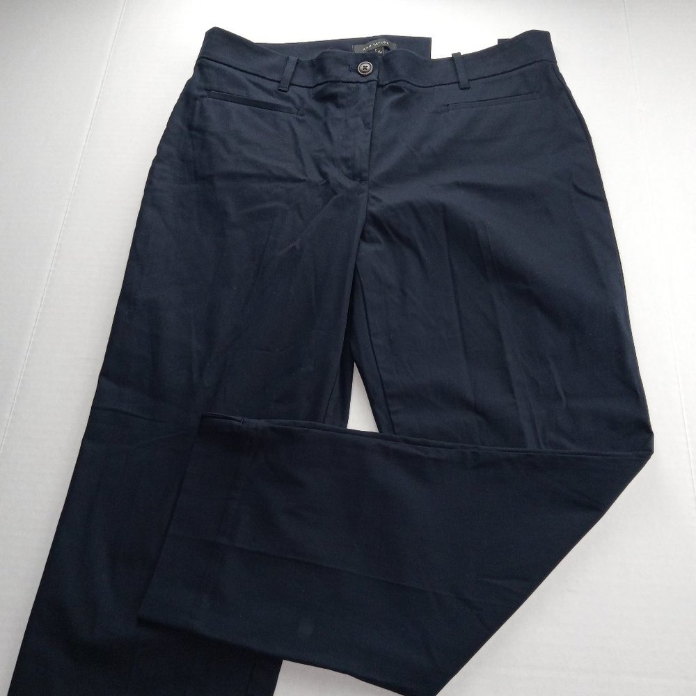 Ann Taylor Women's The Crop Slim Leg Pant Size 8 Navy Blue Mid Rise Chino